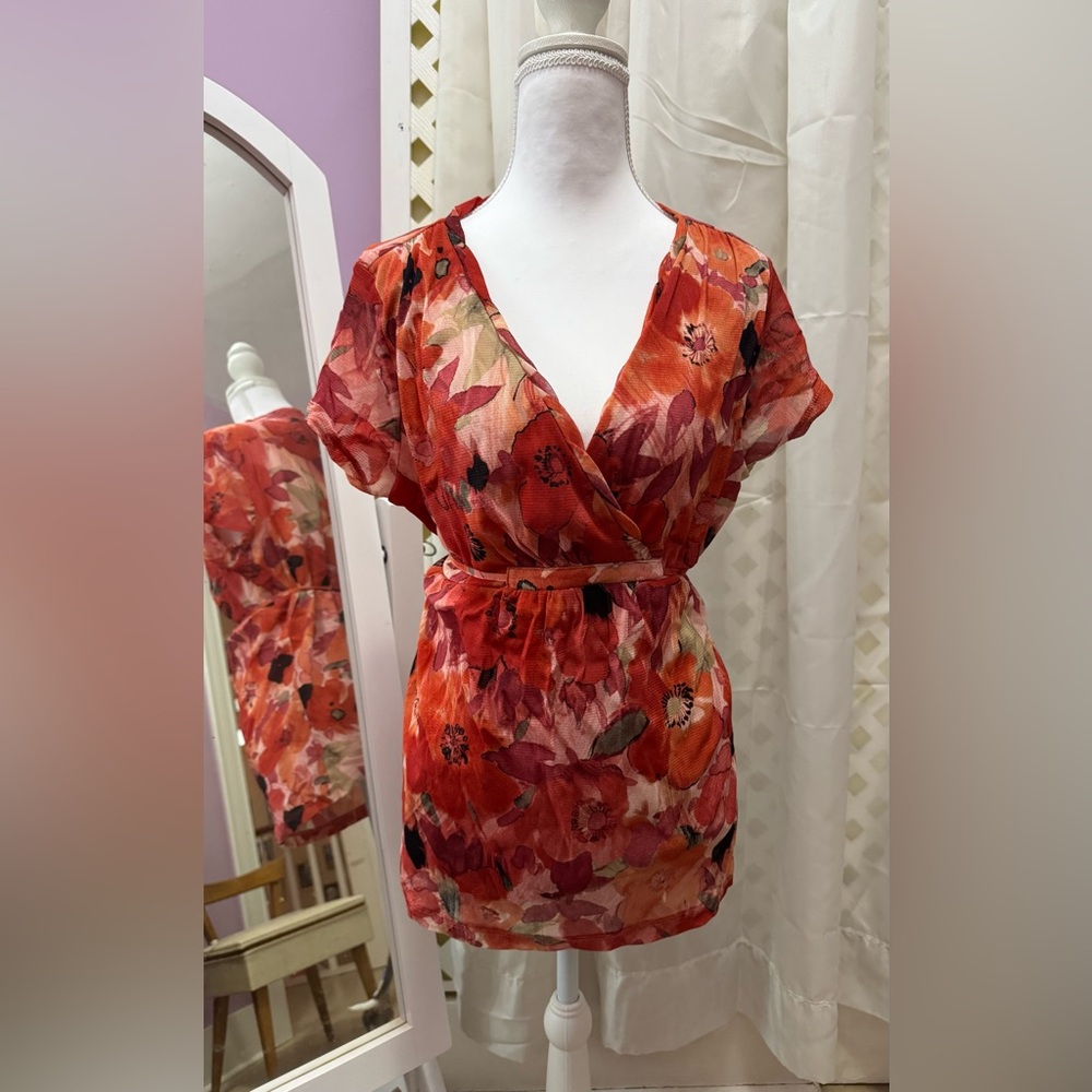 Axcess Red Floral Blouse